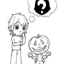 Kids wearing Halloween pumpkin costume coloring page - Coloring page - HOLIDAY coloring pages - HALLOWEEN coloring pages - Free HALLOWEEN coloring pages
