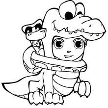 Teo and snake Halloween coloring page - Coloring page - HOLIDAY coloring pages - HALLOWEEN coloring pages - Free HALLOWEEN coloring pages