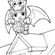 Teo wearing Halloween dragon costume coloring page - Coloring page - HOLIDAY coloring pages - HALLOWEEN coloring pages - Free HALLOWEEN coloring pages