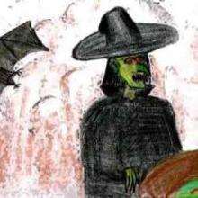 Halloween witch and bat - Drawing for kids - HOLIDAY illustrations - HALLOWEEN illustrations