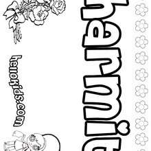 Harmit - Coloring page - NAME coloring pages - GIRLS NAME coloring pages - H names for GIRLS online coloring book