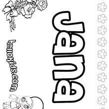 Jana - Coloring page - NAME coloring pages - GIRLS NAME coloring pages - J names for girls coloring pages