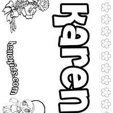 Karen - Coloring page - NAME coloring pages - GIRLS NAME coloring pages - K names for girls coloring posters