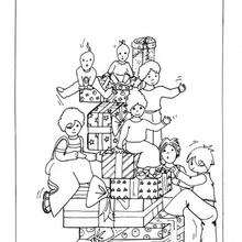 Mountain of gifts coloring page