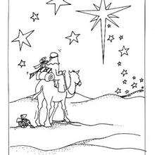 Magi king in the desert coloring page - Coloring page - HOLIDAY coloring pages - CHRISTMAS coloring pages - THREE WISE MEN coloring pages - Biblical Magi coloring pages