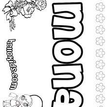 Mona - Coloring page - NAME coloring pages - GIRLS NAME coloring pages - M names for girls coloring posters