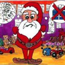 Santa with Christmas drawing illustration