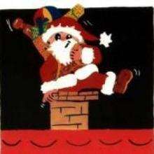 Santa going down the chimney illustration