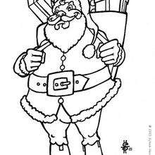 Santa with Christmas presents coloring page - Coloring page - HOLIDAY coloring pages - CHRISTMAS coloring pages - SANTA coloring pages