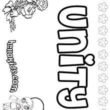 Unity - Coloring page - NAME coloring pages - GIRLS NAME coloring pages - U, V, W, X, Y, Z girls names posters