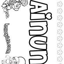 Ainun - Coloring page - NAME coloring pages - GIRLS NAME coloring pages - A names for girls coloring sheets