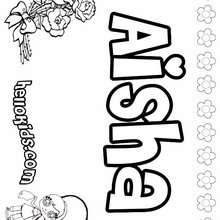 Aisha - Coloring page - NAME coloring pages - GIRLS NAME coloring pages - A names for girls coloring sheets