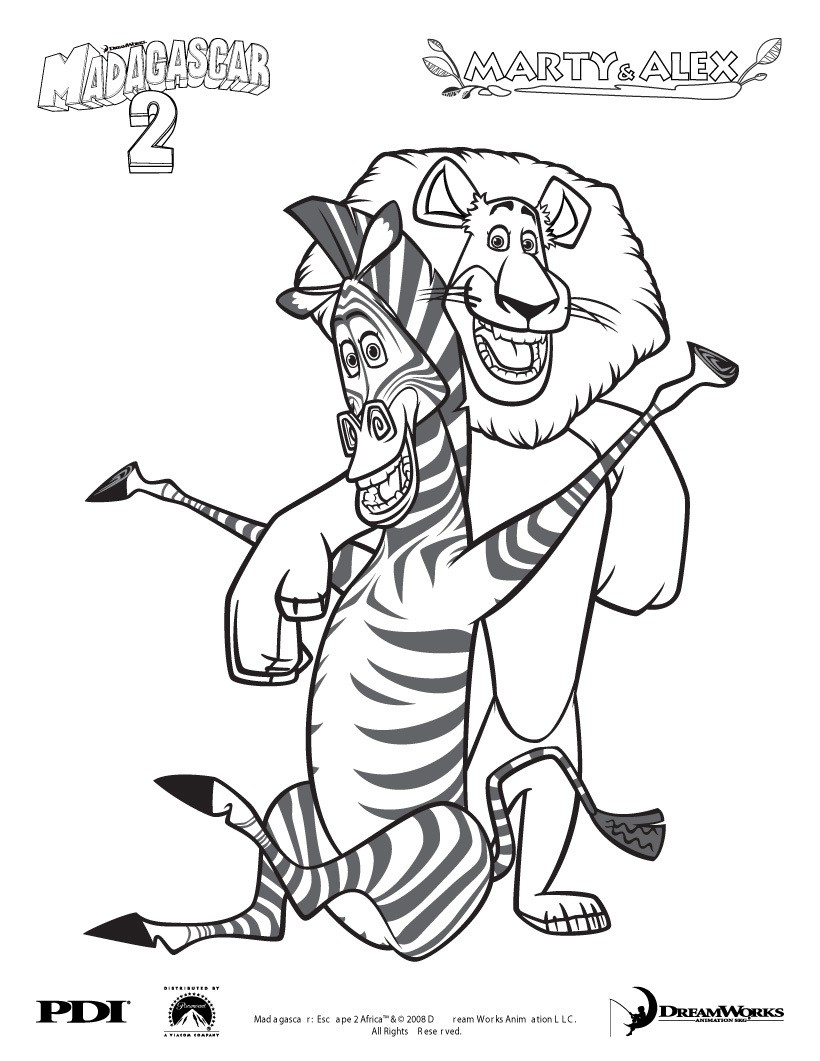 Printable Madagascar 2 Marty And Alex Coloring Pages 1