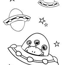 Alien in spaceship coloring page - Coloring page - SPACE coloring pages - ALIEN coloring pages