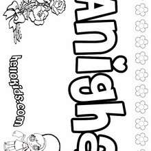 Anigha - Coloring page - NAME coloring pages - GIRLS NAME coloring pages - A names for girls coloring sheets