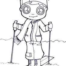 Skiing boy coloring page
