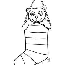 Stocking and Teddy bear coloring page