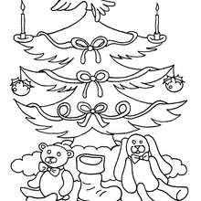 Christmas tree ornaments and gifts coloring page - Coloring page - HOLIDAY coloring pages - CHRISTMAS coloring pages - CHRISTMAS TREE coloring pages - CHRISTMAS TREE ORNAMENTS coloring page