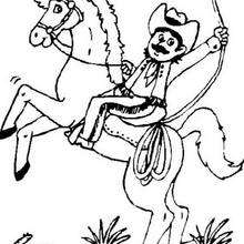 Cowboy on bucking horse coloring page