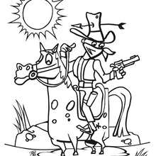 Bandit on his horse coloring page - Coloring page - HOLIDAY coloring pages - THANKSGIVING coloring pages - COWBOY coloring pages