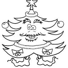 Christmas tree and stockings coloring page
