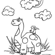 Dinosaur and bird coloring page