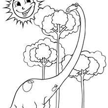 Diplodocus and tree coloring page