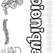 Dioniqua - Coloring page - NAME coloring pages - GIRLS NAME coloring pages - D names for GIRLS free coloring sheets