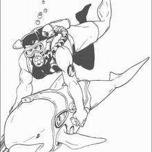 Diving with dolphin coloring page