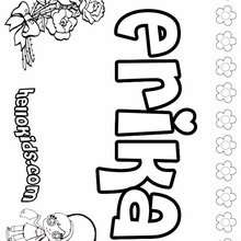 Erika - Coloring page - NAME coloring pages - GIRLS NAME coloring pages - E names for girls coloring book