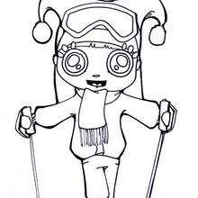 Skiing girl coloring page