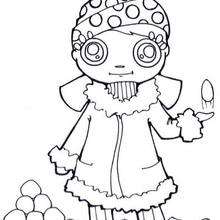 Girl with snowballs coloring page