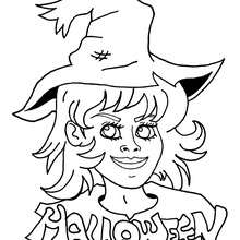 Beautiful witch coloring page - Coloring page - HOLIDAY coloring pages - HALLOWEEN coloring pages - HALLOWEEN WITCH coloring pages - WITCH FACES coloring pages