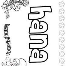 Hana - Coloring page - NAME coloring pages - GIRLS NAME coloring pages - H names for GIRLS online coloring book