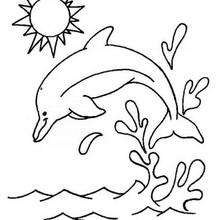 Happy dolphin coloring page - Coloring page - ANIMAL coloring pages - SEA ANIMALS coloring pages - DOLPHIN coloring pages