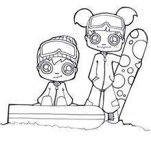 Snowboarding kids coloring page