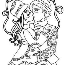 Kiss and love coloring page