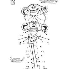 Madagascar 2 : The chimps dot to dot picture coloring page