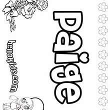Paige - Coloring page - NAME coloring pages - GIRLS NAME coloring pages - O, P, Q names fo girls posters