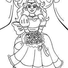 Princess with flower coloring page - Coloring page - PRINCESS coloring pages - PRINCESSES DRESSES coloring pages