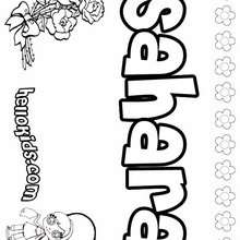 Sahara - Coloring page - NAME coloring pages - GIRLS NAME coloring pages - S girls names coloring posters