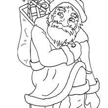 Santa kneels down coloring page
