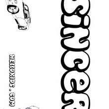 Sincer - Coloring page - NAME coloring pages - BOYS NAME coloring pages - Boys names starting with R or S coloring posters