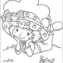 Strawberry Shortcake and ladybug coloring page