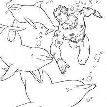 Swimming with dolphins coloring page