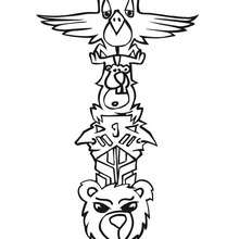 Indian Totem coloring page - Coloring page - HOLIDAY coloring pages - THANKSGIVING coloring pages - INDIAN coloring pages