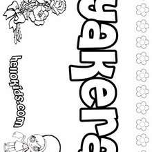 Yakera - Coloring page - NAME coloring pages - GIRLS NAME coloring pages - U, V, W, X, Y, Z girls names posters