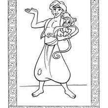 Aladdin and Abu coloring page