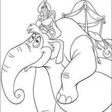 Aladdin's elephant coloring page