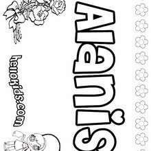 Alanis - Coloring page - NAME coloring pages - GIRLS NAME coloring pages - A names for girls coloring sheets